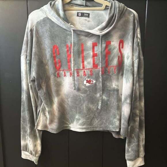 NFL Team Apparel Tops - NFL Team Apparel KC Chiefs Hoodie Gray Tie-Dye